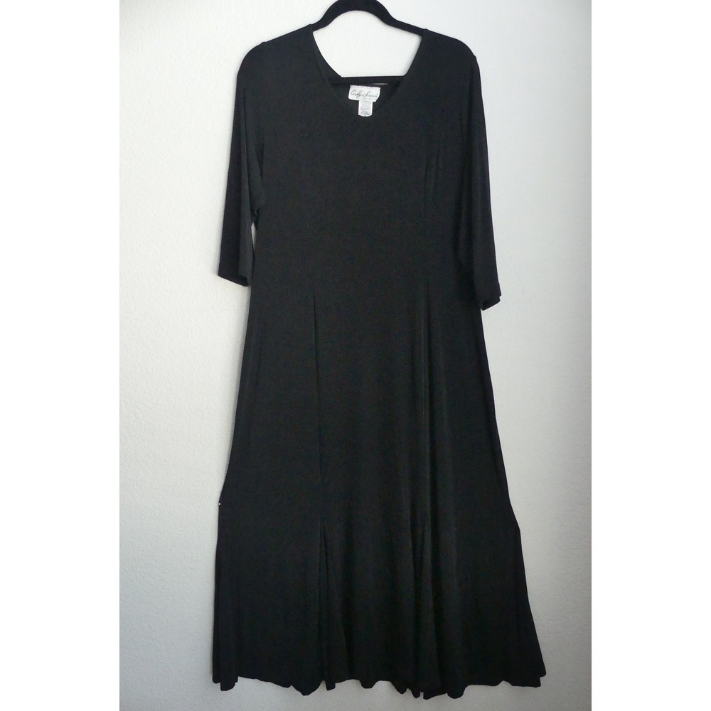 Carolyn Strauss Black Maxi Dress 1X USA Vacation Cruise Office Minimalist